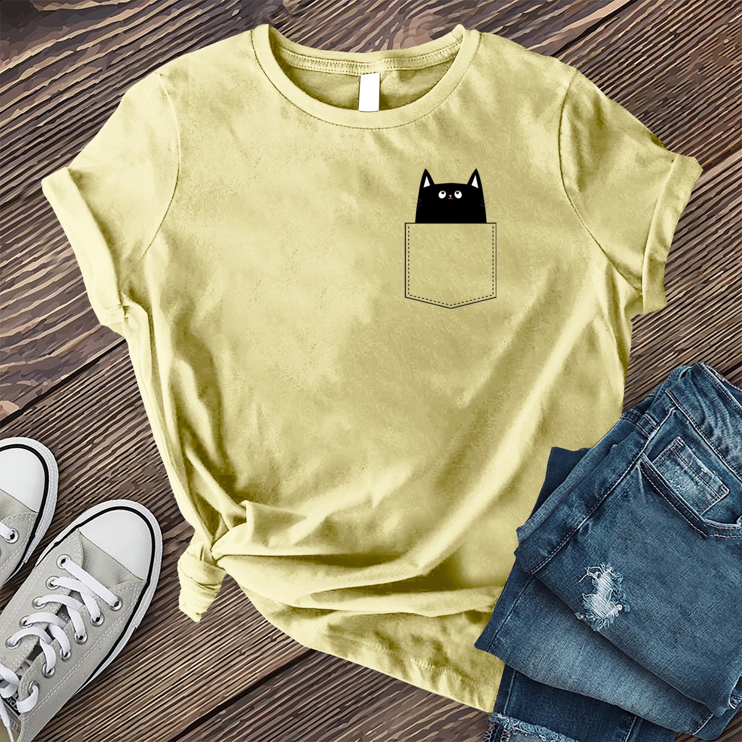 Cute Pocket Cat T-Shirt