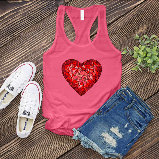 Red Stained Glass Heart Women's Tank Top