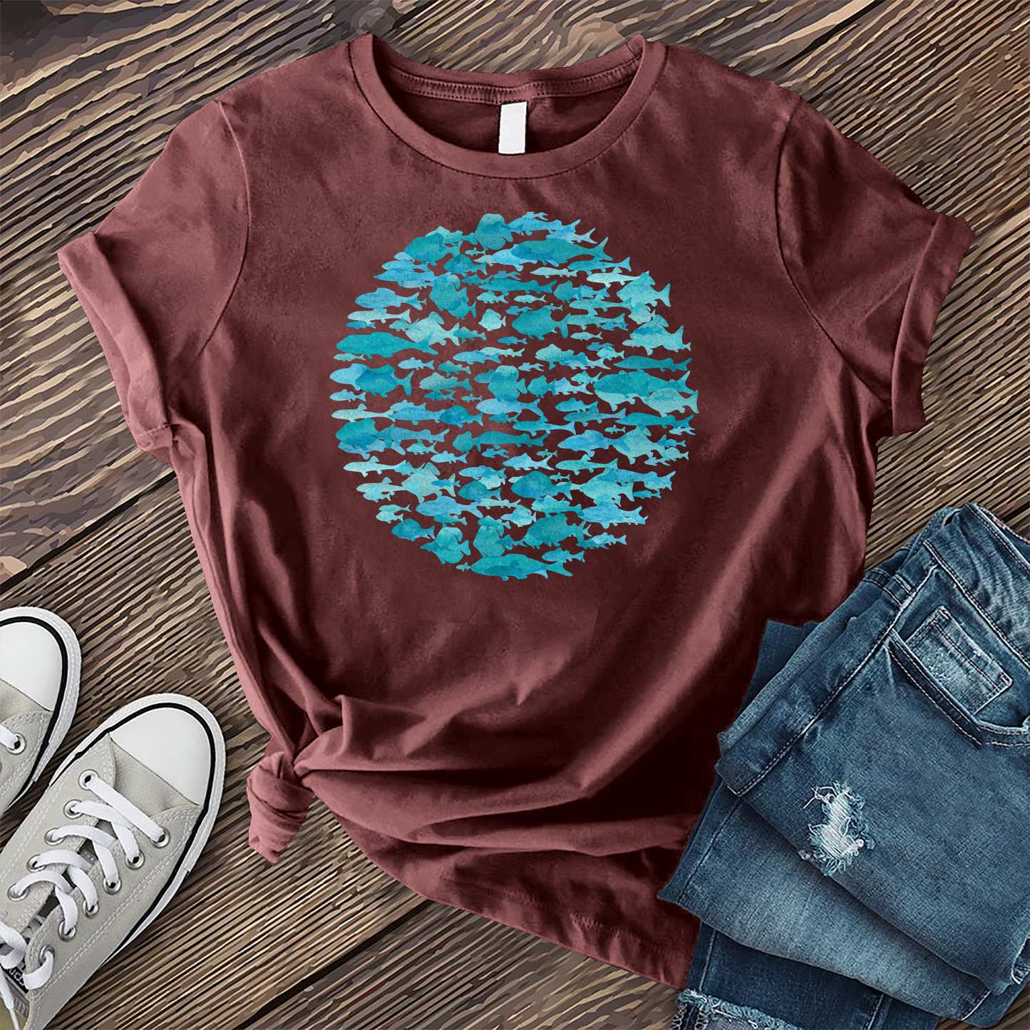 Watercolor Fish Circle T-shirt