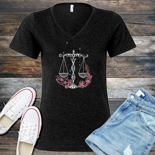 Libra Constellation And Scales V-Neck