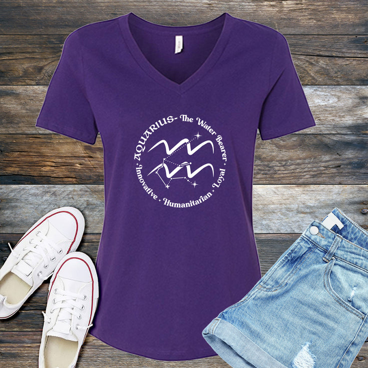 Aquarius All In A Circle V-Neck's Image