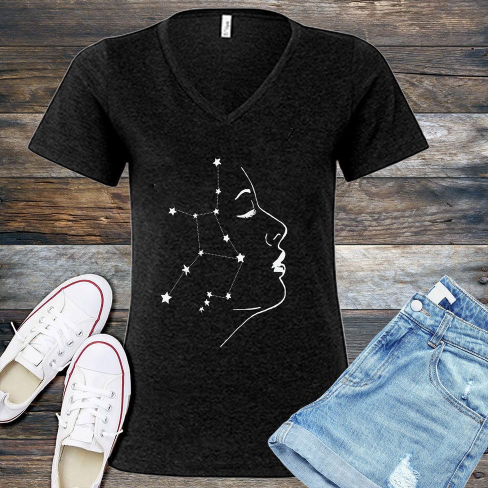 Virgo Constellation Woman V-Neck Image