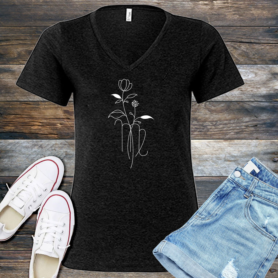 Virgo Floral Symbol V-Neck Image