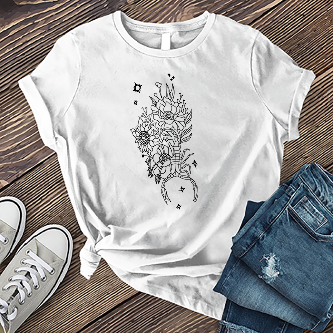 Scorpio Floral Arrangement T-shirt Image