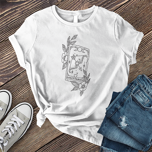 Sagittarius Floral Tarot Card T-shirt Image