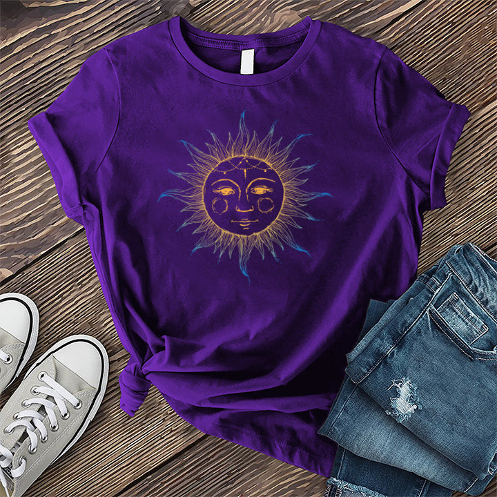 Blue and Yellow Sun T-shirt Image