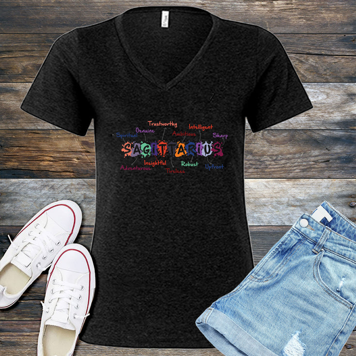 Sagittarius Word Splash V-Neck's Image