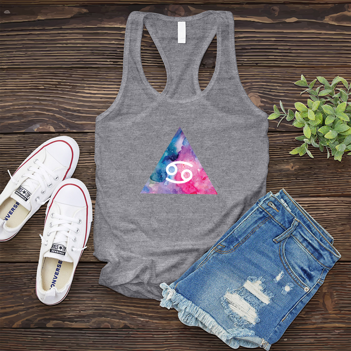 Colorful Cancer Symbol Triangle Women's Tank Top