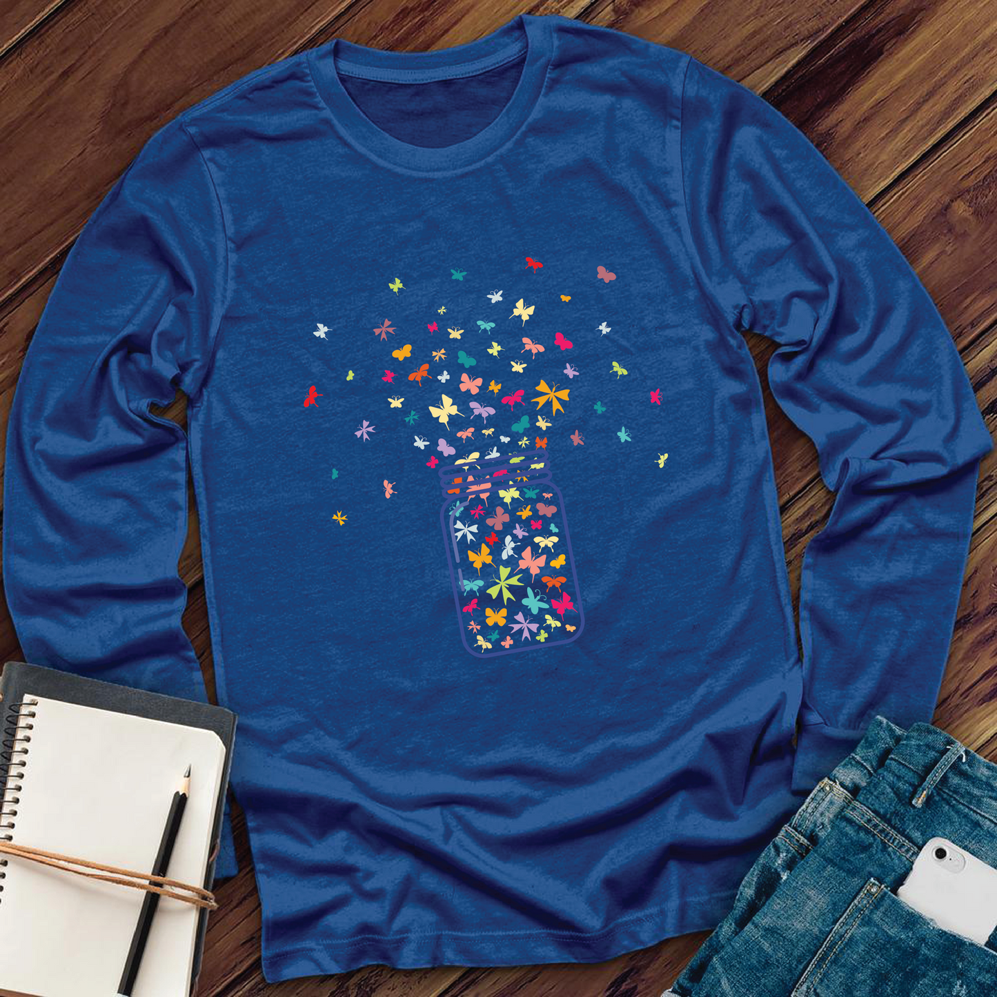 Colorful Butterfly Jar Long Sleeve