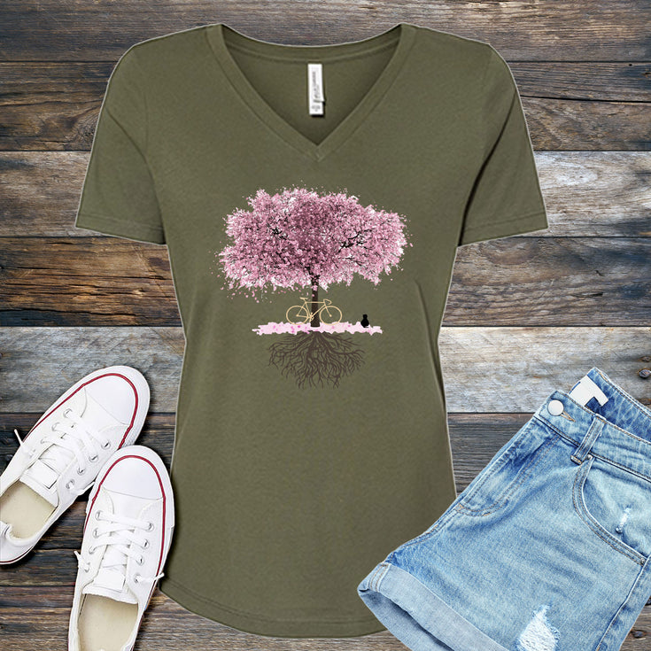 Cosmic Cherry Blossom Tree V-Neck's Image