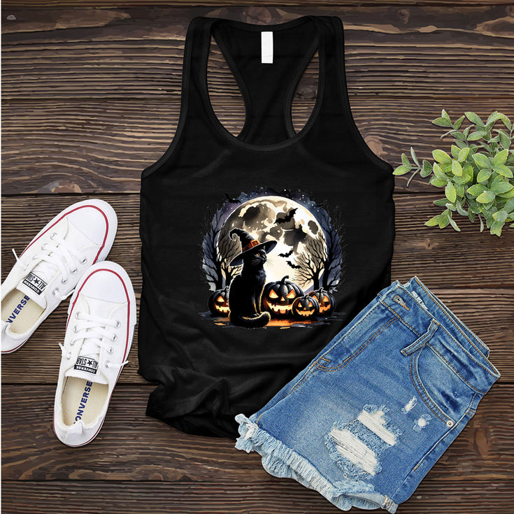 Moonlight Halloween Cat Women's Tank Top's Image