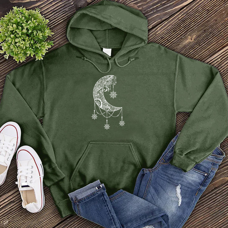 White Moon Snowflake Mandala Hoodie's Image