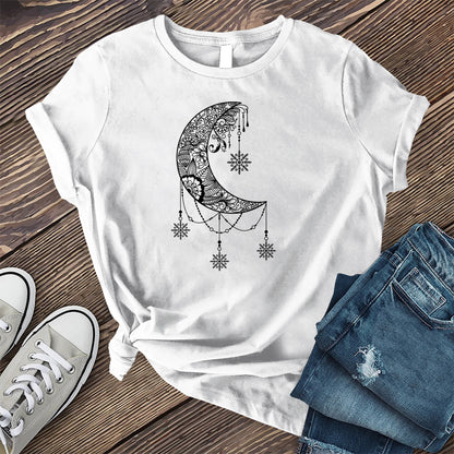 White Moon Snowflake Mandala T-shirt