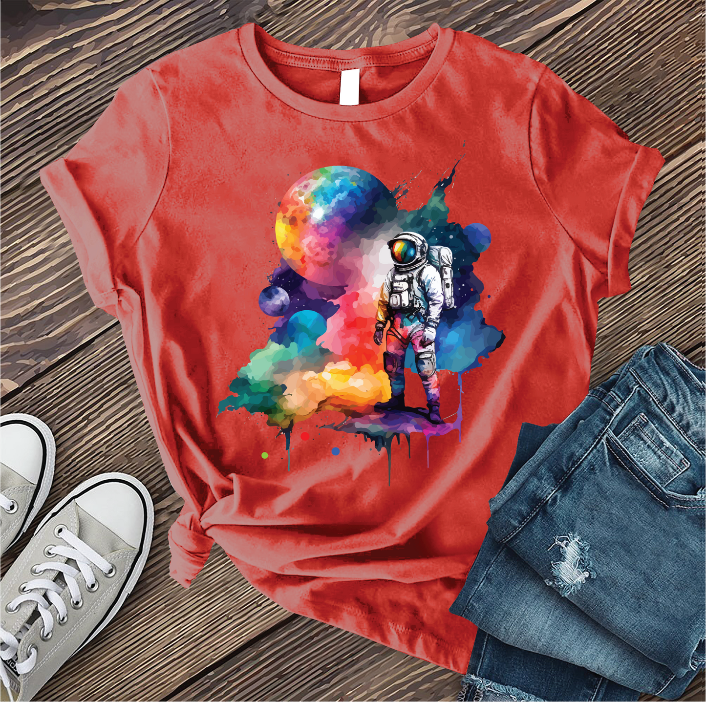 Galactic Watercolor Astronaut T-shirt