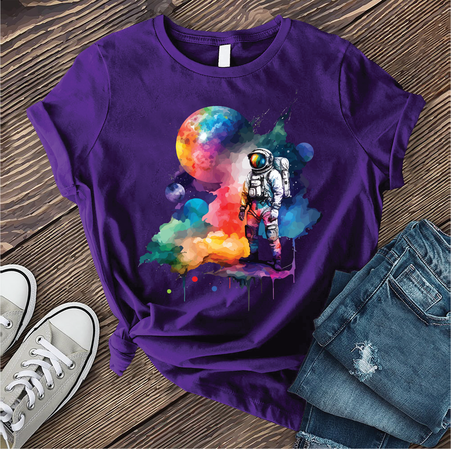 Galactic Watercolor Astronaut T-shirt