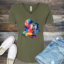 Load image into Gallery viewer, Galactic Watercolor Astronaut V-Neck
