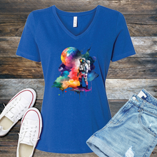 Load image into Gallery viewer, Galactic Watercolor Astronaut V-Neck
