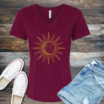 Geometric Sun and Moon V-Neck Image