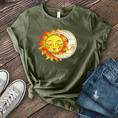 Smiling Sun and Moon Stained Glass T-shirt
