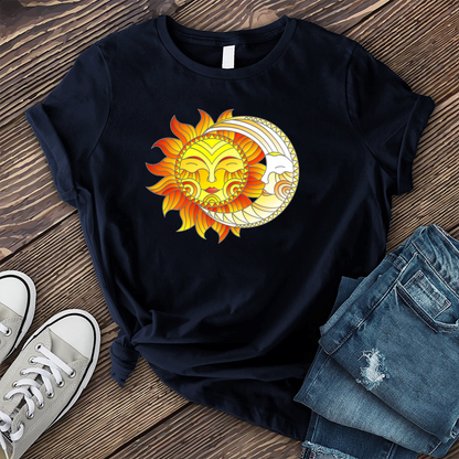 Smiling Sun and Moon Stained Glass T-shirt