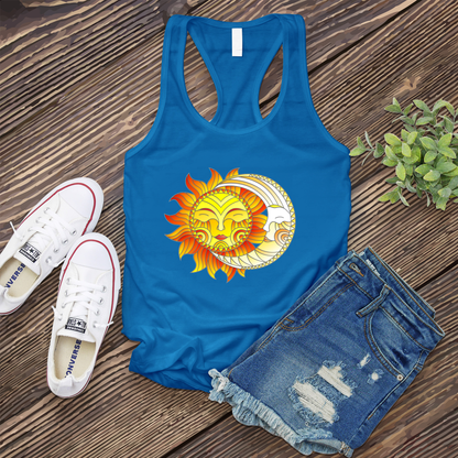 Smiling Sun and Moon Stained Glass Women's Tank Top