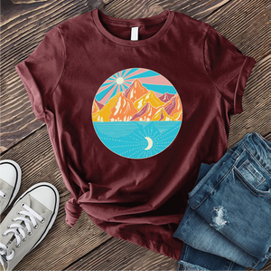 Summer Mountain Sun and Moon T-shirt