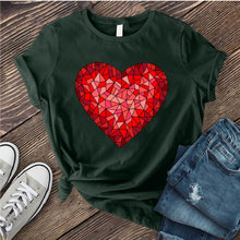 Load image into Gallery viewer, Red Stained Glass Heart T-shirt
