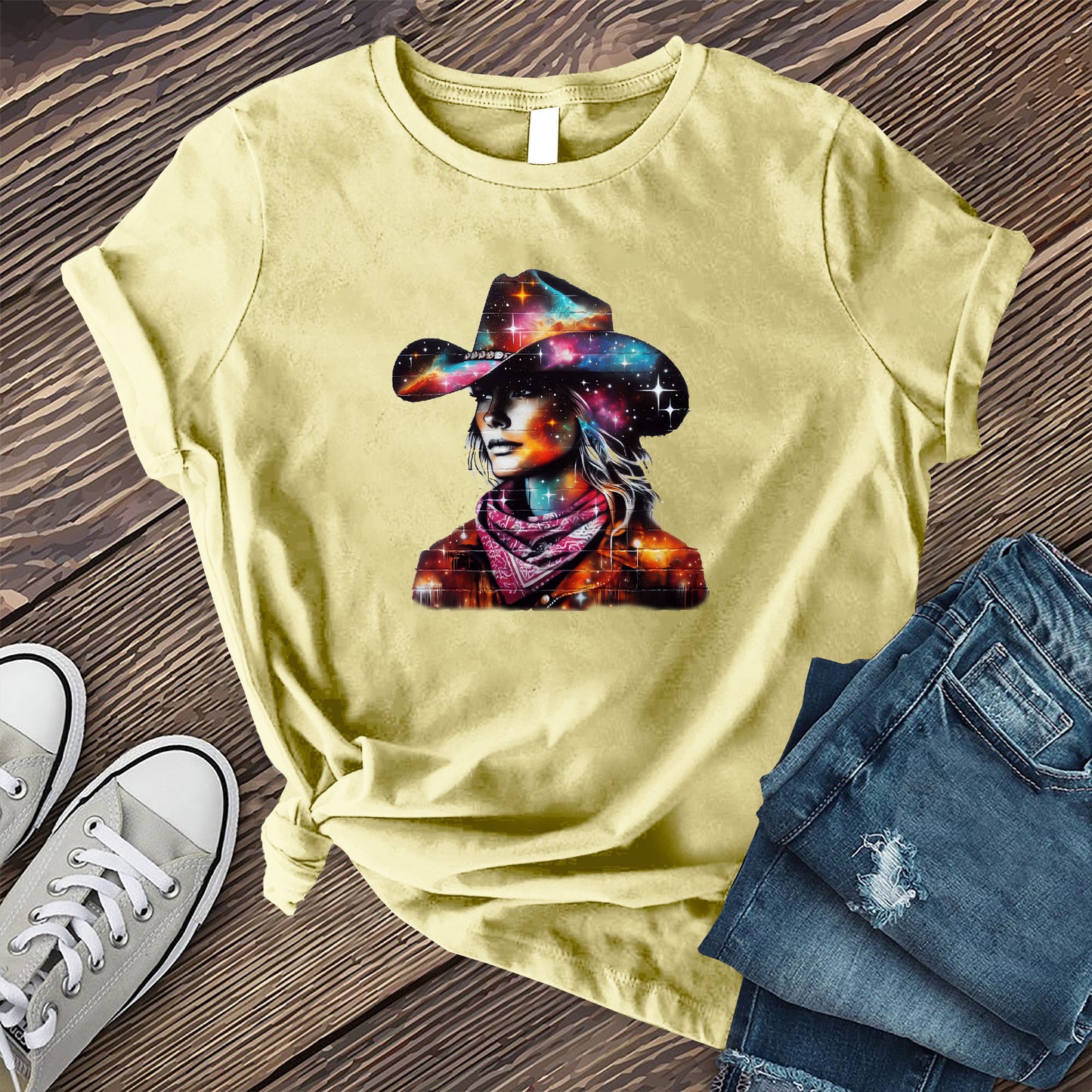 Whimsical Cosmic Cowgirl T-shirt