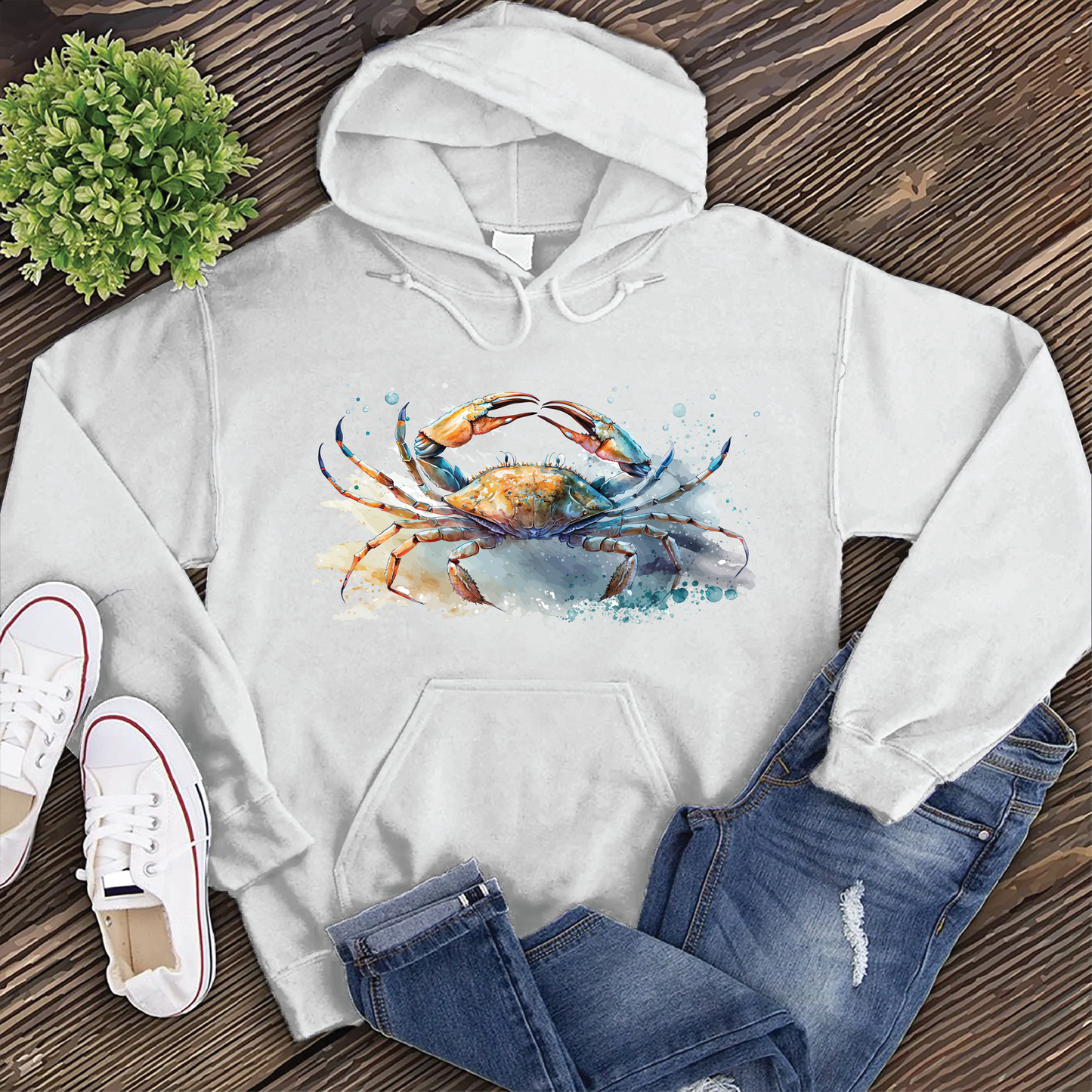 Watercolor Crab Hoodie