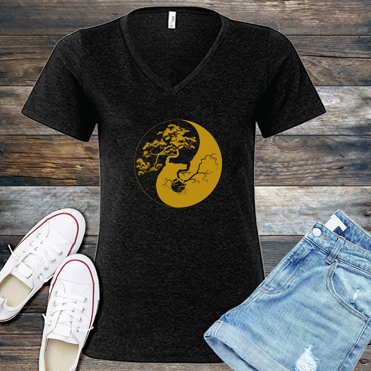 Yin Yang Bonsai Tree V-Neck's Image