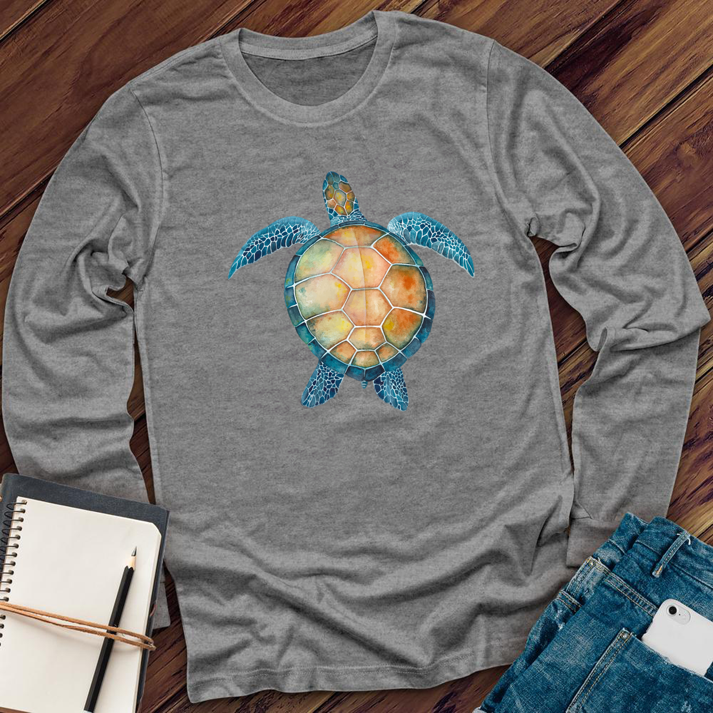 Ocean Turtle Watercolor Long Sleeve