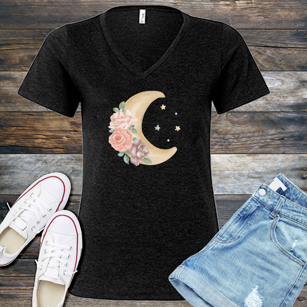 Watercolor Moon V-Neck Image