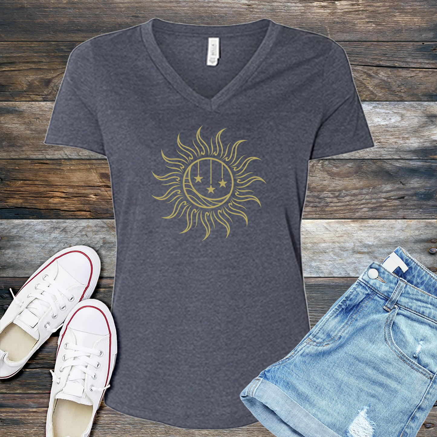 Falling Star Sun and Moon V-Neck