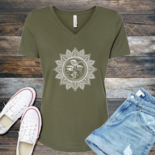 Load image into Gallery viewer, Vintage Sun Moon and Stars V-Neck

