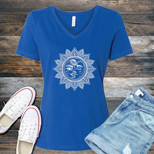 Load image into Gallery viewer, Vintage Sun Moon and Stars V-Neck
