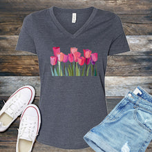 Load image into Gallery viewer, Tulips Stained Glass V-Neck
