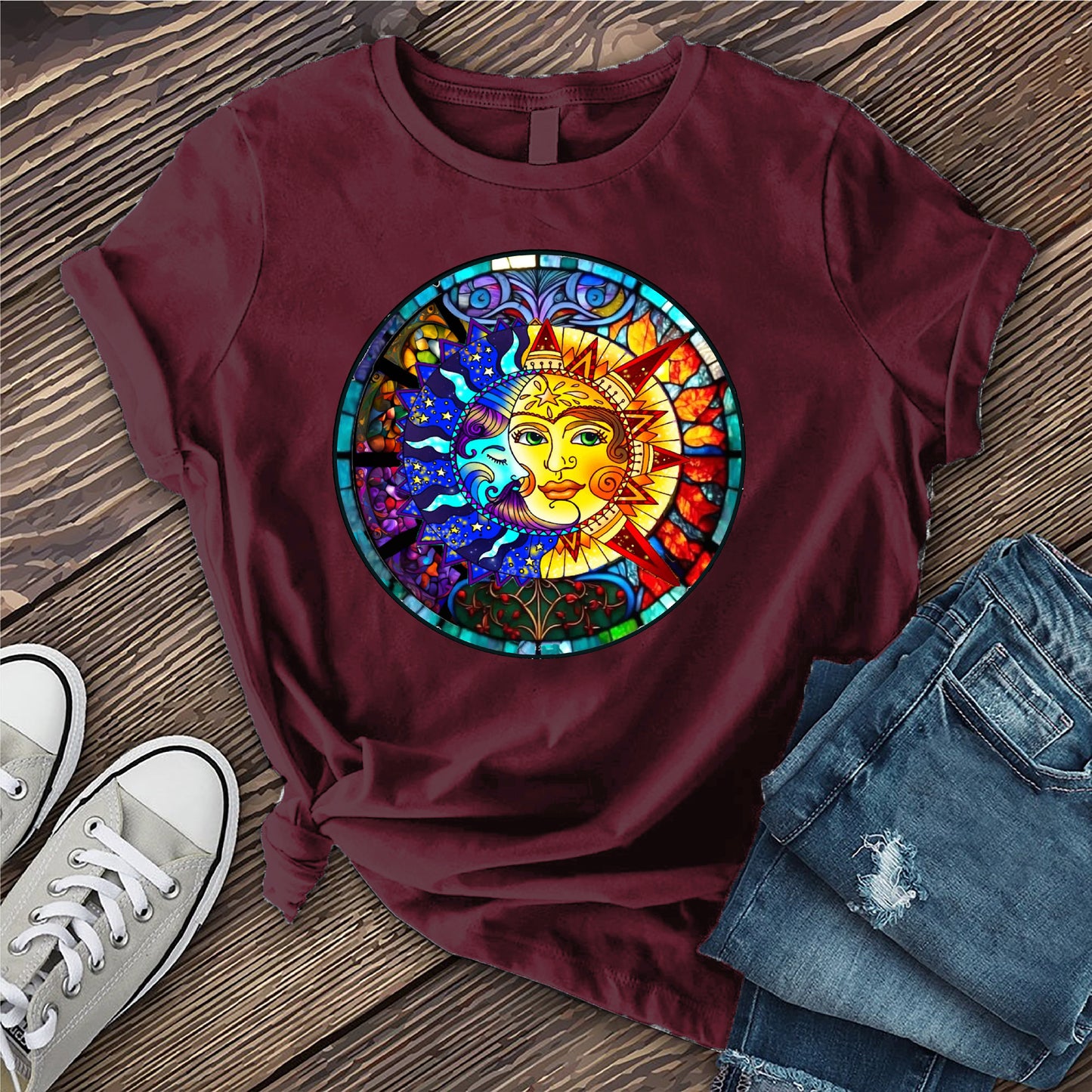 Stained Glass Sun and Moon T-Shirt