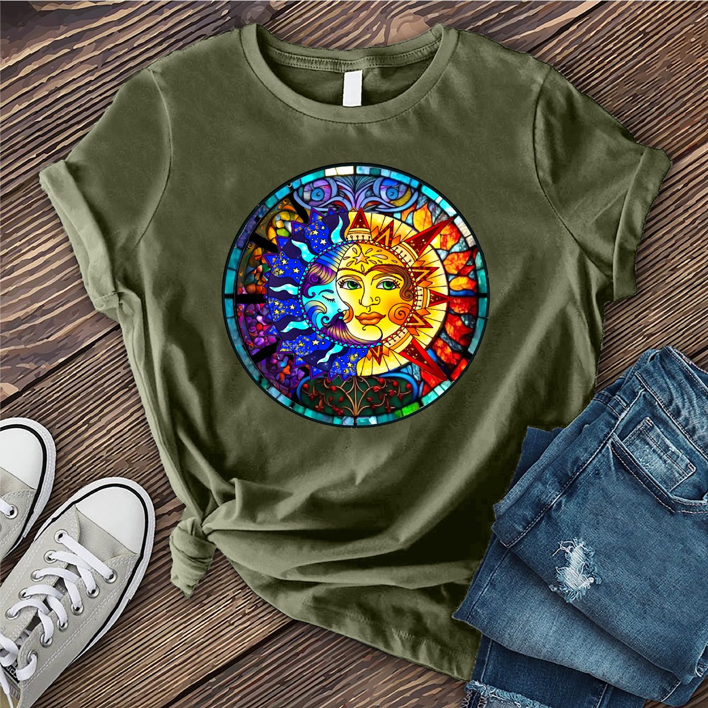 Stained Glass Sun and Moon T-Shirt