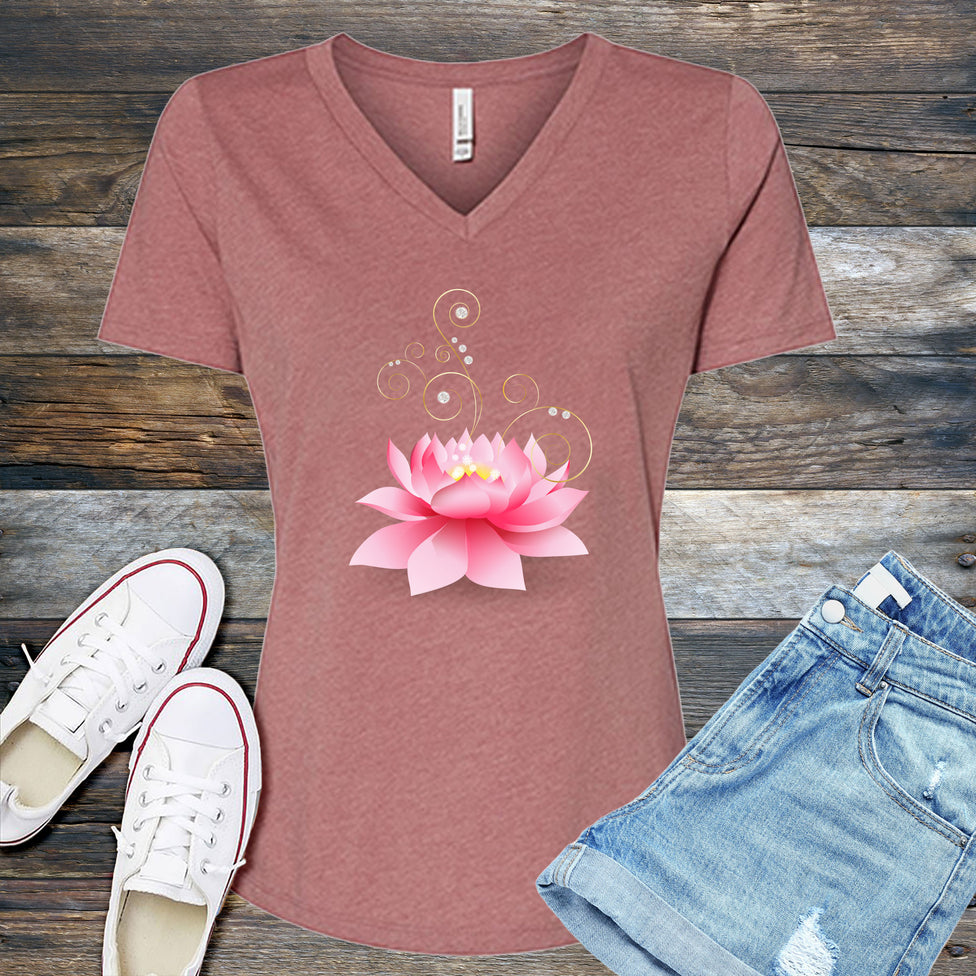 Diamond Pink Lotus V-Neck Image