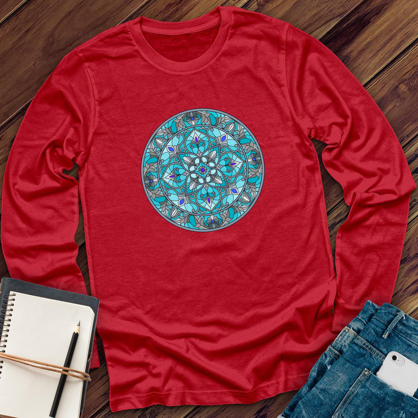 Teal Stained Glass Long Sleeve