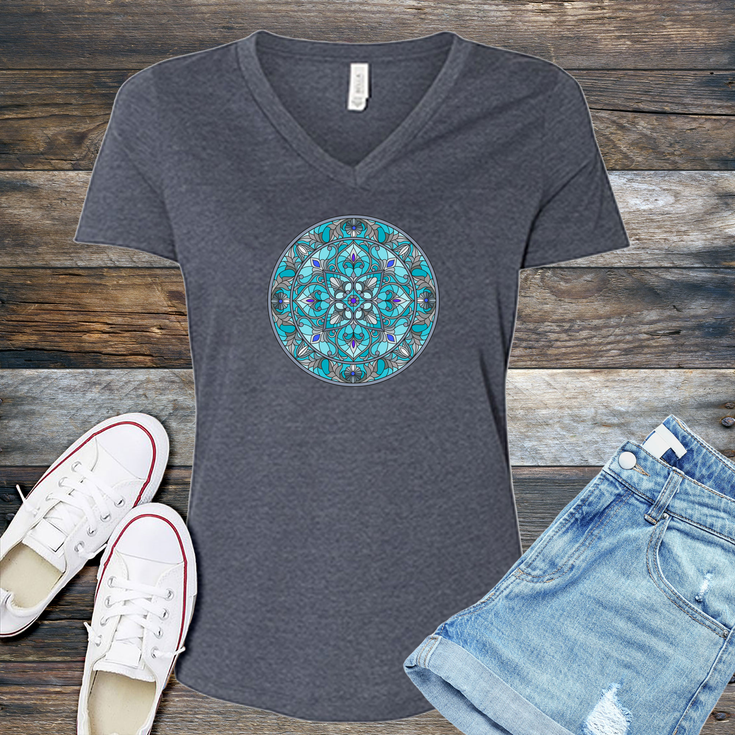 Teal Stained Glass V-Neck's Image