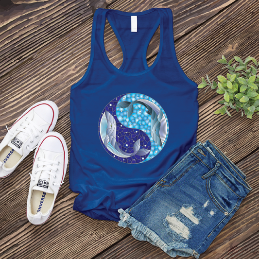 Whale Stained Glass Ying Yang Women's Tank Top