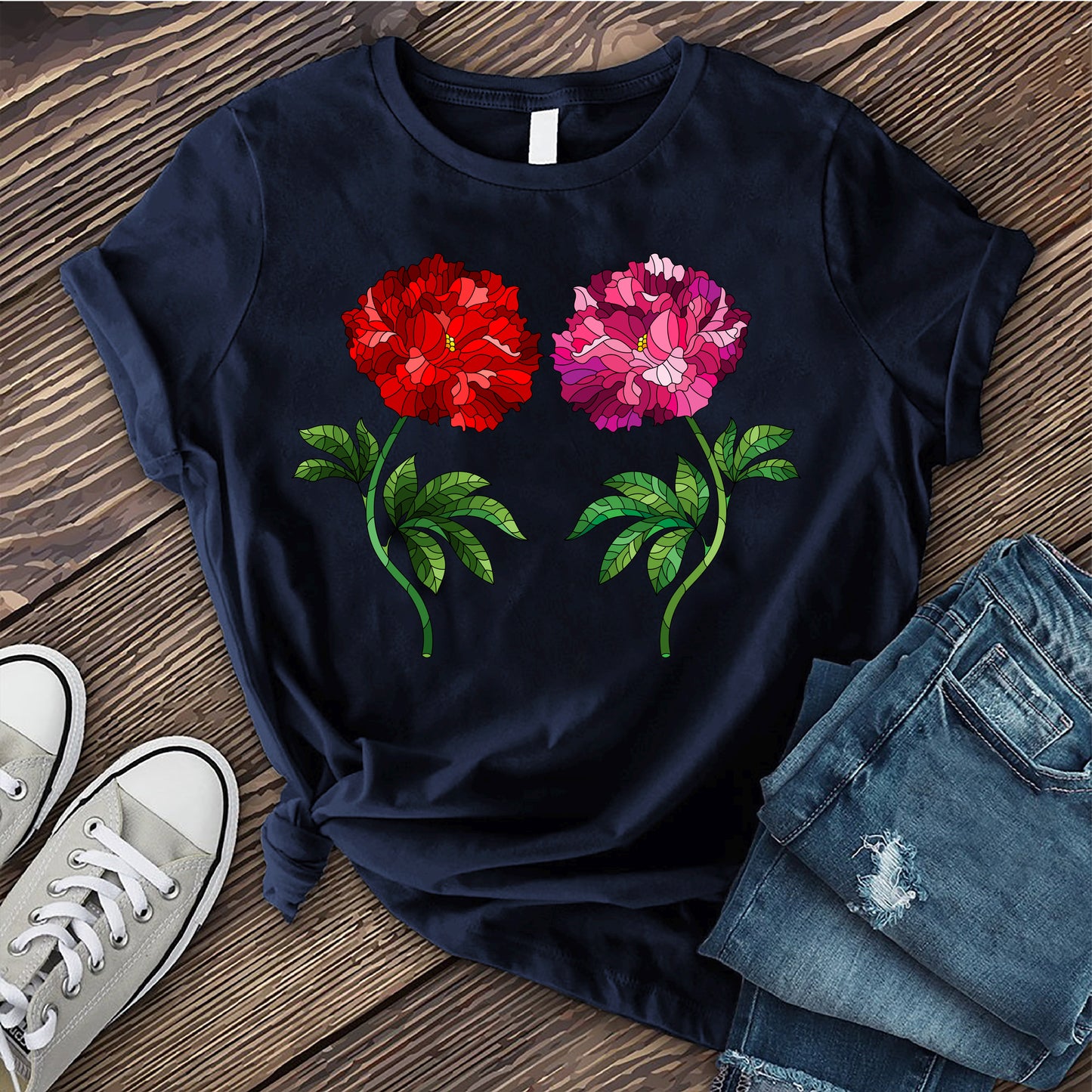 Colorful Glass Flowers T-shirt