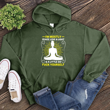 Load image into Gallery viewer, I&#39;m Mostly Peace, Love, and Light Hoodie
