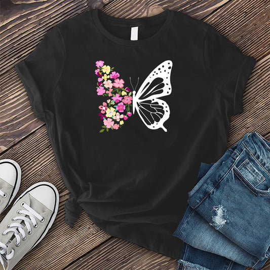 Pink Spring Flowers Butterfly T-shirt