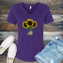Load image into Gallery viewer, Sunflower Halloween Bouquet V-Neck
