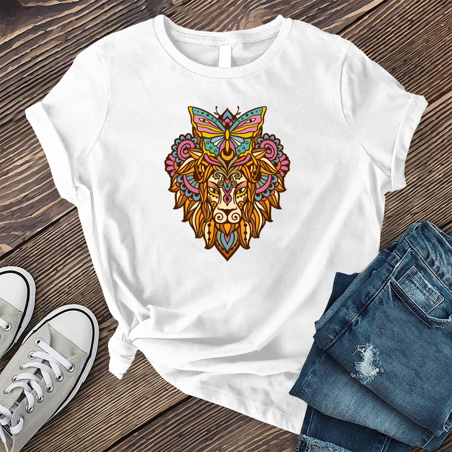 Butterfly Lion Mandala T-shirt