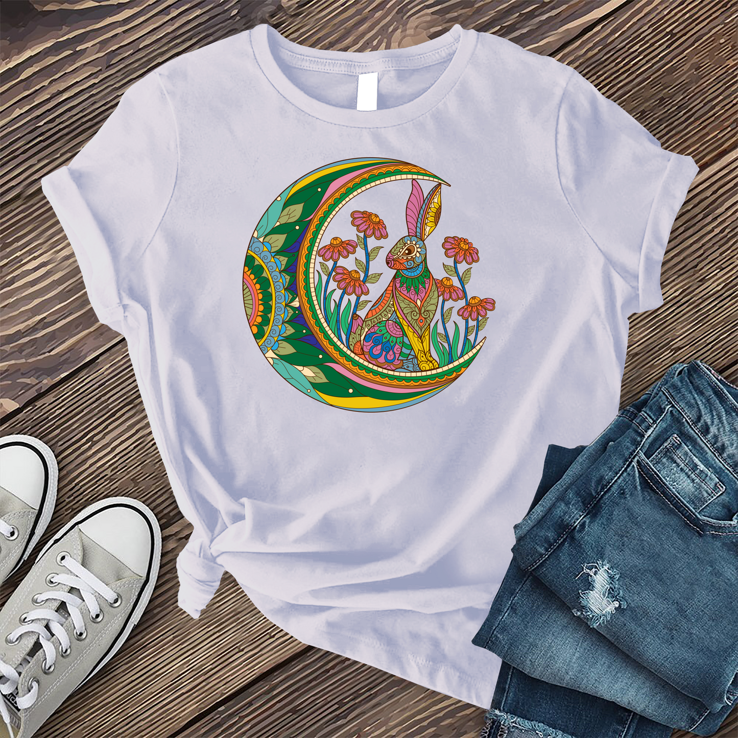 Rabbit Mandala Moon T-shirt