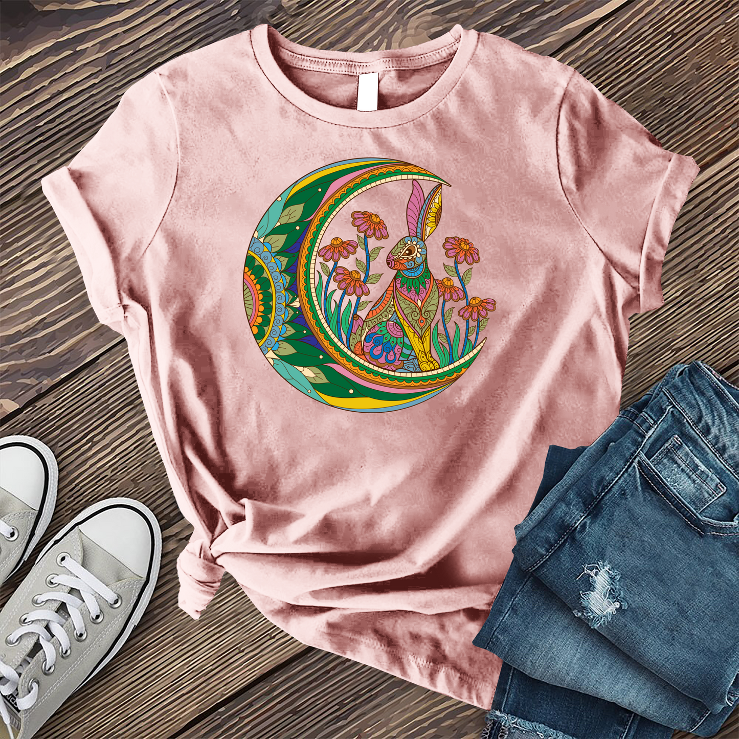 Rabbit Mandala Moon T-shirt
