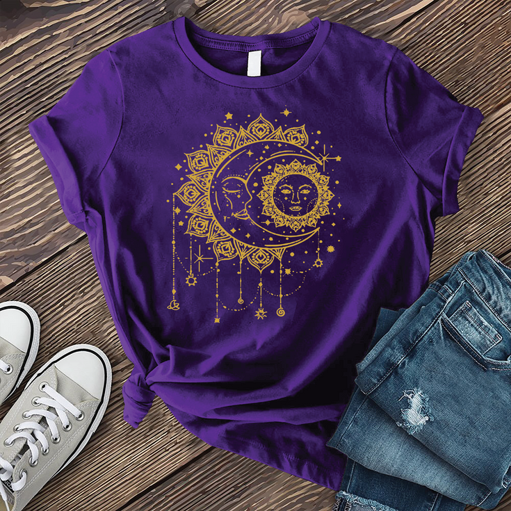 Golden Sun And Moon Dream Catcher T-Shirt's Image